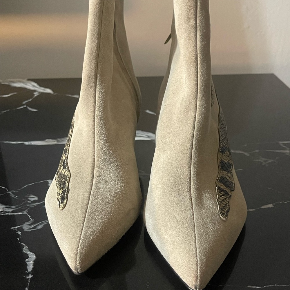 Gia Couture Beige Suede Heeled Boots